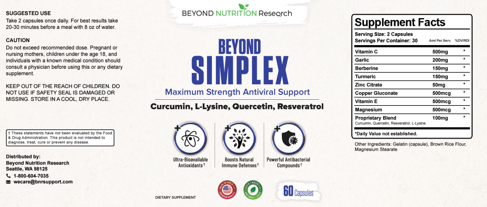 Beyond Simplex Supplement Facts